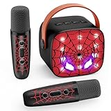 Braxel Karaoke Anlage Set mit 2 Bluetooth Mikrofonen Kinder, Spider Kinder Geschenk Junge 3-12 Jahre Karaoke Maschine Kinder Spielzeug Junge 3-12 Jahre Mikrofon Bluetooth Microphone Ostergeschenke