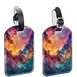 Gepäckanhänger für Koffer, bunte Weltraum, Galaxie, Wolke, Nebel, Sichtschutz, ID-Etikett, Ledertaschenanhänger, Identifikatoren für Gepäck, Reiseutensilien, Tasche, 2 Stück