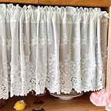 Lsimeru Vintage Bistrogardine Landhaus Karo Grün Kariert Scheibengardinen Landhausstil Blickdicht Küchengardinen Kurzgardinen Kurz Vorhang Küche Kleinfenster,145x45