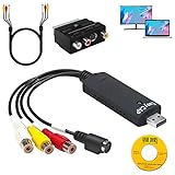 USB 2.0 Audio Video Grabber, VHS Digitalisieren, Mini DV Abspielgerät, Videokassetten Digitalisieren Gerät für PC & Mac, Analog zu Digital Umwandler für VHS/DVD/VCR, Unterstützt Windows 11/10/8/7