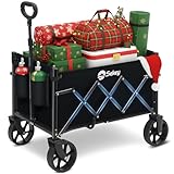 Sekey Bollerwagen Faltbar Klein 80KG, Handwagen Klappbar, Faltbarer Einkaufswagen Campingwagen mit Höhenverstellbarem Griff, Leicht & Platzsparend & Stabil, Mini 4029, Schwarz