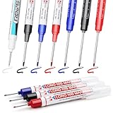 TXXATX Tieflochmarker 10 Stk Bohrlochmarker Metall 45 mm 32 mm 20 mm Lochmarker Extralange Spitze Bohrlochmarkierungen Markierungsstift für Holz Kunststoff Karton Wand Baustelle(Schwarz Blau Rot Weiß)