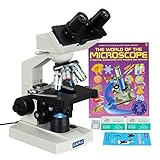AmScope M82ES-SCP-WM OMAX LED-Verbund-Binokularmikroskop mit Buch, Leeren Objektträgern, Deckblättern, Linsenpapier, 40x-2000x