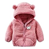 Niedlich Winterjacke Hoodie Fleecejacke mit Bärenohren Jungen Mädchen Wintermantel Neugeborenes Plüsch Reißverschluss Outwear Hooded Warme Manteljacke Fleece Gefütterte Jacke Baby (Rosa, 18-24 Months)