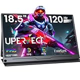 UPERFECT Tragbarer Monitor 18,5 Zoll Bildschirm Monitor 120Hz 1080P FHD Matt Monitor USB C Mini HDMI Display, mit VESA Loch/Smart Cover, Externer Monitor für Laptop/PS4/5/Handy/PC