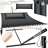 KESSER® Hängematte Hill mit Gestell Kissen Doppelhängematte für 2 Personen-Stabiler Rahmen 200kg Belastbarkeit Indoor & Outdoor XXL Hängesessel Doppel Mehrpersonen Garten Balkon Terrasse, Anthrazit
