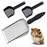 3 Stück Edelstahl Katzenstreu Schaufel Hamster Siebschaufel Reptile Sandsieb Reptilien Zubehör Bartagame Zubehörfür für Leopardgecko Terrarien Hamster Sandbäder (3)