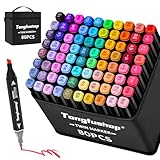 Tongfushop 80 Farben Alkohol Stifte Set, 2S Schnell Trocknende Doppelspitze Alkohol Marker, Meißel & Feine Alkoholmarker Filzstifte mit Anti-Seepage Abstandshaltern für Malerei Design Manga Skizzieren