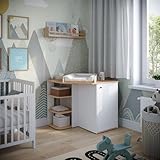 Vicco Wickelkommode Kristian, Weiß/Goldkraft Eiche, 85 x 77.3 cm mit Wickelaufsatz