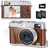 CAMKORY 4K Digitalkamera mit 32G Karte 48MP Autofokus Kamera Fotokamera Optischer Sucher 16X Zoom Kompaktkamera Fotoapparat Digitalkamera für Anfänger Jugendliche