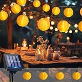 Solar Lichterkette Lampions Außen, 6M 20LEDs Laternen mit Solarpanel, Wetterfest IP65, Solarlampen Lampions Lichterkette, 8 Modi Beleuchtung, für Garten, Balkon, Terrasse, Hof, Fest Deko(Warmweiß)