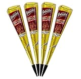 4x FADEDA Golecha 100% Natural Henna Paste Cones Kegel (rotbraun) No Mix, No PPD, 125g (rotbraun)