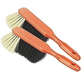 com-four® 2X Handkehrbesen aus Holz - Handfeger mit Rosshaar-Borsten - Handbesen mit Aufhängeloch - ca. 30 cm (2 Stück)