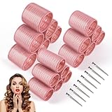 wetore Thermo-Lockenwickler aus Keramik, für langes, mittelgroßes kurzes Haar, Jumbo-Rollenwickler mit Clips für Damen (18 Rollen + 8 Edelstahl-Clips, rosa), 26-teilig