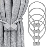 Yatinkim Magnetische Vorhang Raffhalter 4 Stück Vorhang Vorhanghalter für Vorhangs Grau Vorhangs Clips Holdbacks Holders Zuhause Duschvorhänge Magnetische Drape Bänder Haken Schlafzimmer Büro