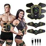 EMS Bauchmuskeltrainer,EMS Elektrische Muskelstimulation,USB Wiederaufladbar Muskelstimulator bauchtrainermit 8 Modi & 18 Intensitäten,LCD Bildschirm muskelstimulator,leicht zu tragen
