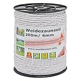 VOSS.farming 200m Weidezaunseil 6mm Elektrozaunseil 7X 0,2 NIRO – mit Zubehör – weißes Elektroseil Weidezaun Elektrozaun Ponyzaun Pferdezaun