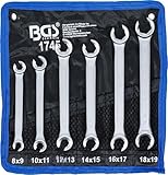 BGS 1745 | Offener Doppel-Ringschlüssel-Satz | 6-tlg. | SW 8 x 9 - 18 x 19 mm | inkl. Tetron-Rolltasche | CV-Stahl