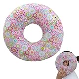 Dbvnnsy 9x9x2 -Zoll -Seitenschläferkissen, runde Donut -Kissen mit Ohrloch, Blumenmuster Piercing zur Schmerzlinderung, schützender Reißverschluss, waschbarer und Druckschmerzbehandlung