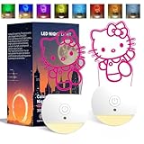 Anime-Nachtlicht mit niedlicher Katze, 3D-Nachtlicht, Dämmerung bis Morgendämmerung, LED-Lampe, 7 Touch-Farben, Weihnachts- und Geburtstagsgeschenk, Nachtlicht für Kinder-Fans