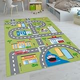 Paco Home Kinderteppich Teppich Kinderzimmer Spielteppich Junge Mädchen Modern rutschfest, Grösse:80x150 cm, Farbe:Grün 3