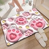 GDOMI 3D-Badvorleger, niedliches Katzenkratz-Design, Badezimmerteppich, Gummi, rutschfest, super saugfähig, Bodenmatte für Badezimmer, Kinderzimmer, Innenfußmatte, 80 x 49 cm