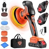 Poliermaschine Auto Akku, 8 variablen Geschwindigkeiten, 2800–6000 U/min, kabellose Auto-Poliermaschine mit 2x 21V 2.0Ah Akkus und 17-teiligem Polierset für die Auto-Detailpflege und Kratzerentfernung