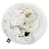One PETS-TOP® Hundebett Grosse Hunde [mit waschbarem Bezug] - Hundekorb, Katzenbett, Hundekörbchen, Dog Bed, Schlafplätze & Möbel für Hunde Langer Plüsch, 95 cm Durchmesser Perlgrau