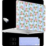 MEEgoodo Schutzhülle für M4/M3/M2 MacBook Air 13,6 Zoll (34,5 cm) 2025, 2024, 2022 (passend für Modell A3240/A3113/A2681), transparente Laptophülle für MacBook Air 13 Zoll, Spitze und Rosen