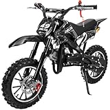 Actionbikes Motors Kinder Mini Crossbike Delta 49cc | 2-Takt 49ccm Motor - Scheibenbremsen - Bis zu 35-40 km/h- Pocket Bike - Motorrad - Motocross - Dirtbike - Enduro (Schwarz)