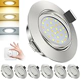 ACELIFE LED Einbaustrahler 230V, 7W 950LM Dimmbar Deckenspots Flach Einbauleuchten 68-80mm Schwenkbar Spots Warmweiß 3000K Neutralweiß 4500K Kaltweiß 6500K für Badezimmer Küche Wohnzimmer,6er Set
