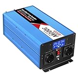 BENNTOP Wechselrichter 3000W Spannungswandler DC 24V auf AC 230V Reine Sinuswelle, mit 2 EU AC Buchsen, 1 USB Hafen,LCD Anzeige,Ladestrom 20A