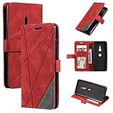 QiongniAN Hülle für Sony Xperia XZ3 Hülle Leder,Hülle für Sony Xperia XZ3 H9493 H9436 H8416 Hülle Klapphülle Handytasche Case Red