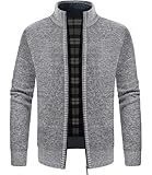 GLESTORE Strickjacken für Herren Strickjacke Cardigan Trachtenjacke Herren Fleecejacke Winter Herren Hell Grau 3XL