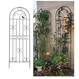 Rankgitter aus schwarzem Metall, 180 x 50 cm, Unterstützung für Kletterpflanzen, Ranken, Gemüse, Blumen und Efeu, perfekt für Hinterhof, Terrasse und Rasen