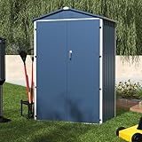 SUPEER Metall Gerätehaus 2 m² mit Satteldach,H185cm*L125.5cm*W88.5cm Geräteschuppen Garten Schuppen Gartenhaus（blau）