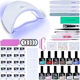 Peach Beauty® Nagelset mit UV Lampe für Gelnägel | UV Nagellack Set | Gelnägel Starterset | Nagelfräser | Nagelhautentferner | Gel Nägel Maniküre Set | LED UV Lampe | 10 Nagellackfarben | 20x14x8 cm