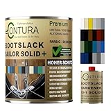 Contura 2K Bootslack RAL Farbe Yachtlack Holzlack GFK Metall Boot Schiffslack Glänzend Buntlack Sailor Solid (Schwarz RAL9005 Analog, 1,10 Liter (1Liter+100ml. Härter))