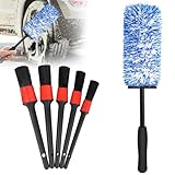 NVIYAM Felgenbürste Set,Mikrofaser Felgenbürste Auto mit 5 Stück Detailing Pinsel Kit,Felgenreiniger Bürste Wheel Brush für eine schonende Reinigung,für Innen Außen Auto Sitz Räder Luftschlitze