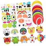 SEWOART Papier Teller Bastelset Tieraufkleber DIY Kreativset Sicher Vielseitig Spielerisch für Mädchen Jungen Geburtstag Frühling Basteln