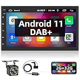 [2+32G] Podofo Doppel Din Android Autoradio mit GPS Navi Bluetooth-Freisprecheinrichtung, 7 Zoll Bildschirm Autoradio mit WiFi, FM, RDS, Spiegel-Link, Dual-USB, SWC + Rückfahrkamera