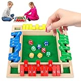 TOSAVGA Shut The Box, Shut The Box 4 Spieler, Würfelspiel aus Holz, Klassisches Holz Brettspiel mit 8 Würfe, Mathematik Lernspielzeug, Holz Klappbrett Spiel für Partys, Kinder und Erwachsene