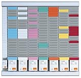 Nobo T-Karten Büro Planungsset, Wandmontage, Haftnotizen Set mit 7 Spalten & 24 Slots, Größe 2, inkl. T-Karten bunt & Indexspalte 2911080