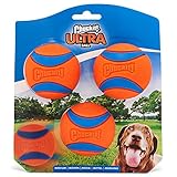 Chuckit Ultra Ball, langlebiger Gummi-Ball, mit hoher Sprungkraft, kompatibel mit Wurfgerät, 3 Stück, Größe M