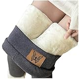 Thermohose für Damen, warme Hose, 2025, Wolle, warme Leggings, Samt, Winterdruck, Damenhose für Herbst, Winter, Zuhause, Weihnachten, Party, grau, M