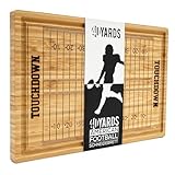 40YARDS American Football Schneidebrett aus Bambus Holz mit eingraviertem Football Spielfeld (38 x 25 x 2 cm) - Großes Football Brett mit Saftrille für Fleisch & Gemüse | Geschenk für Football Fans