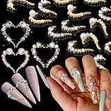 30 Stück Nail Art Strasssteine, EBANKU 3D Herz Nail Art Charms Strass für Nail Art Dekoration, 15 Paar Herz Nagel Strass Schmuck für DIY Frauen Mädchen Maniküre Dekor (3 Stile)