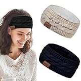 MOAZIFI 2 PCS Winter Gestrickte Stirnband Damen, Stirnband, Stirnband Damen Winter, Stirnbänder Damen, Stirnband Winter, Damen Stirnband, Für Outdoor Sport, Einkaufen, Skifahren, Laufen, Joggen