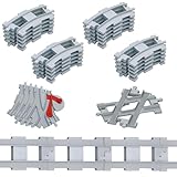 Cabeeskii Bausteine Schienen Set, Spielzeug Eisenbahnschienen, bestehend aus Cross Track Gerade, Kurven Schienen, kompatibel mit dem Marktführer ab 2 Jahren (57PCS)