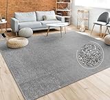 Paco Home Teppich Wohnzimmer Schlafzimmer Esszimmer Kurzflor Moderne Optik Einfarbig Pastell, Grösse:120x170 cm, Farbe:Anthrazit